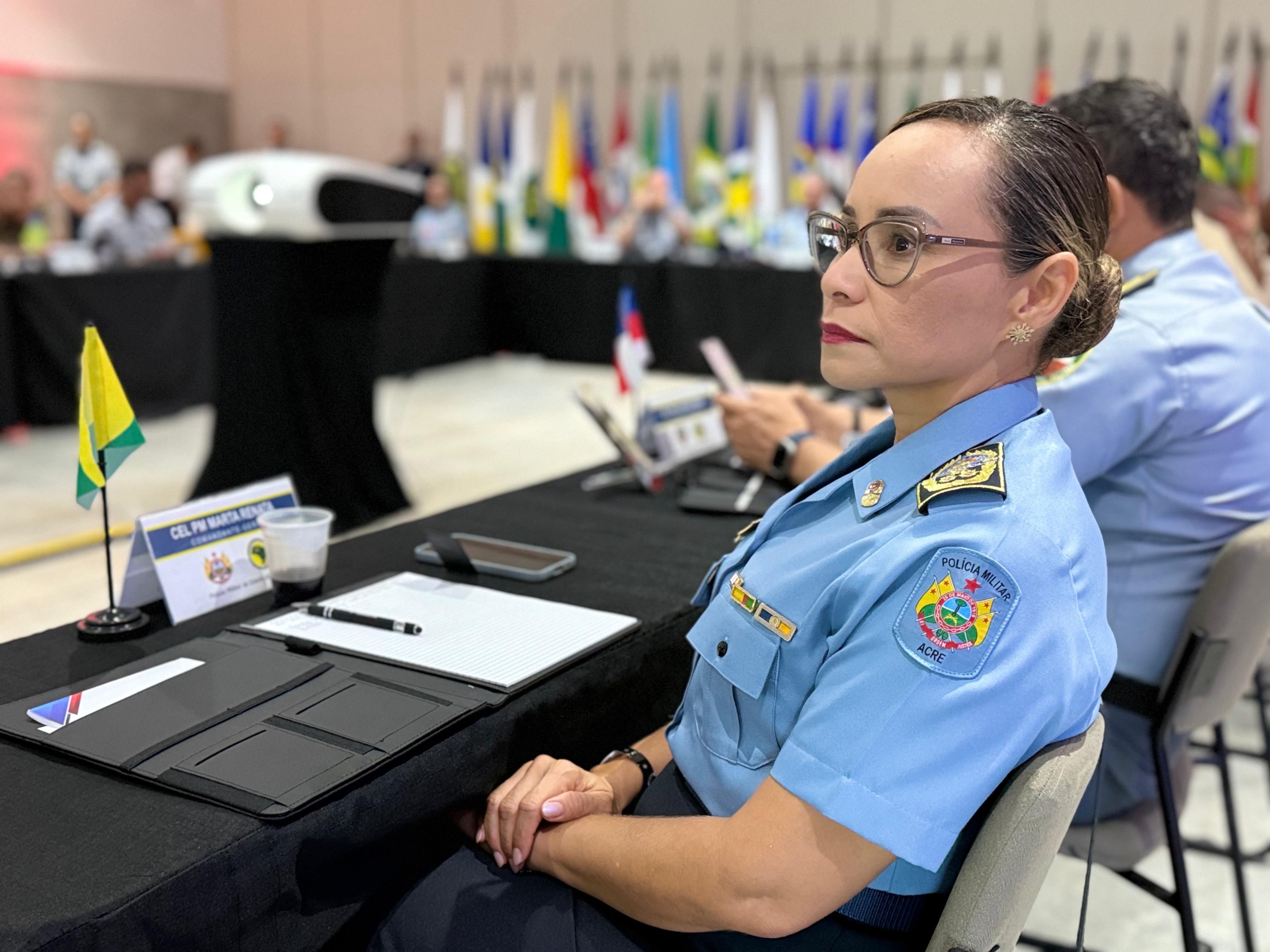 A comandante-geral da PMAC participou ativamente das atividades. Foto: Joabes Guedes/PMAC