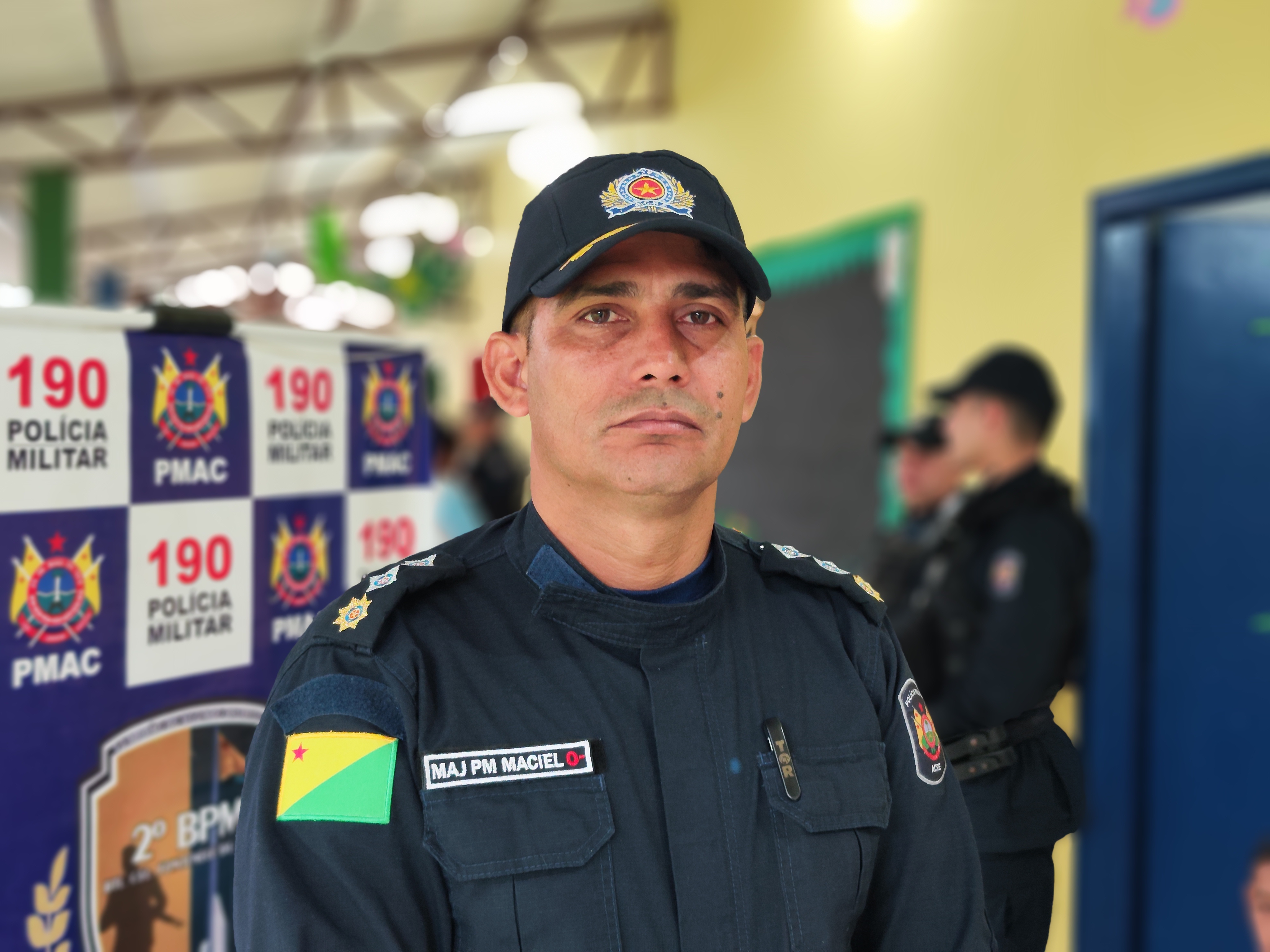 O major Edjane Maciel, subcomandante do 2º Batalhão, esteve à frente das atividades. Foto: Joabes Guedes/PMAC